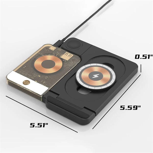3 in 1 Foldable Magnetic Wireless Charger with Night Light - 3 in 1 Foldable Magnetic Wireless Charger with Night Light - Image 1 of 3