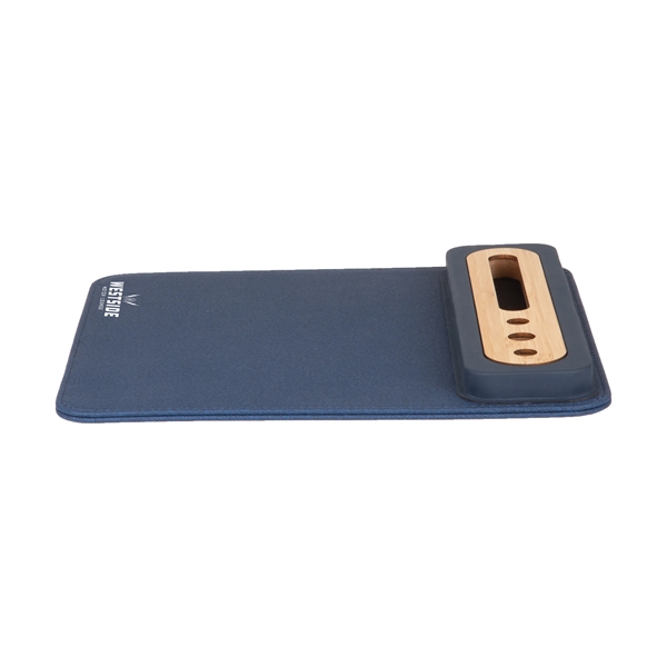 PU Mousepad w/ Bamboo Phone & Pen Holder - PU Mousepad w/ Bamboo Phone & Pen Holder - Image 1 of 2
