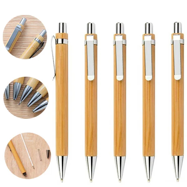 Custom Bamboo Retractable Ballpoint Pen - Custom Bamboo Retractable Ballpoint Pen - Image 0 of 4