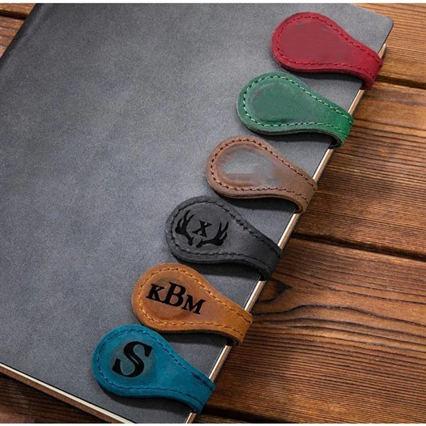 Handmade Leather Magnetic Bookmark Gift - Handmade Leather Magnetic Bookmark Gift - Image 1 of 5