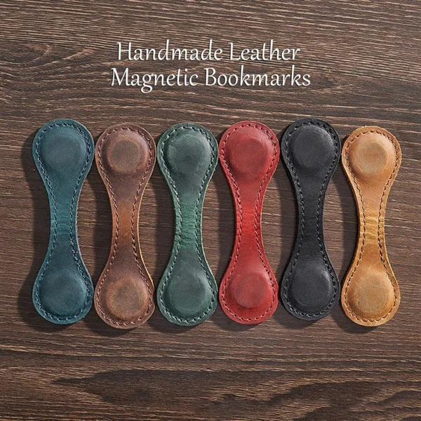 Handmade Leather Magnetic Bookmark Gift - Handmade Leather Magnetic Bookmark Gift - Image 3 of 5
