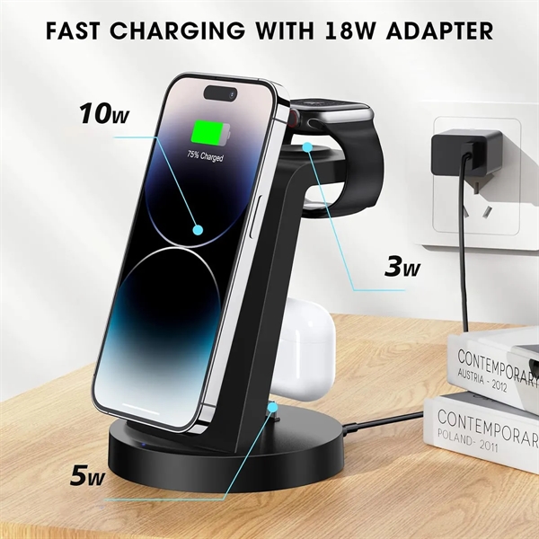 3 In 1 Wireless Charging Station For Phone Watch Headphone - 3 In 1 Wireless Charging Station For Phone Watch Headphone - Image 1 of 3