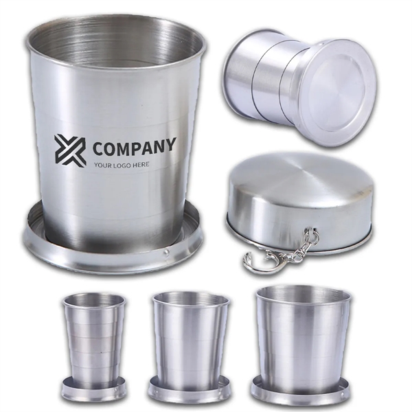 Outdoor Travel Stainless Steel Collapsible Cup  Keychain - Outdoor Travel Stainless Steel Collapsible Cup  Keychain - Image 0 of 3