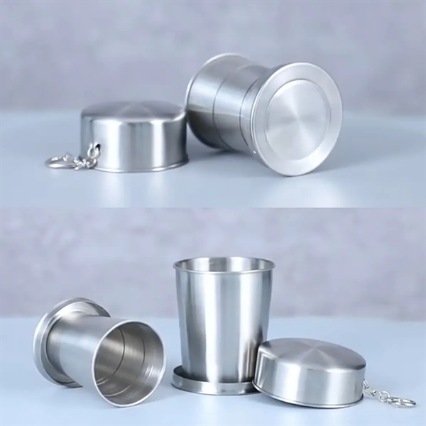 Outdoor Travel Stainless Steel Collapsible Cup  Keychain - Outdoor Travel Stainless Steel Collapsible Cup  Keychain - Image 2 of 3