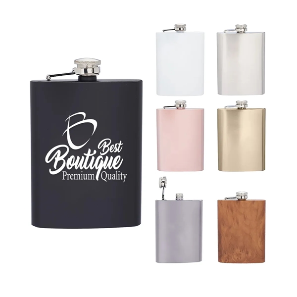 Custom 8oz Stainless Steel Engraved Personalized Flask - Custom 8oz Stainless Steel Engraved Personalized Flask - Image 0 of 5
