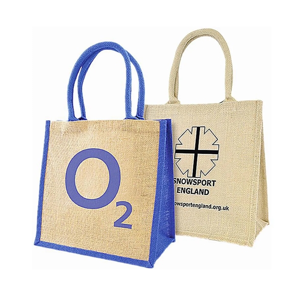 Reusable Jute Shopping Tote Bag with Bamboo Handles - Reusable Jute Shopping Tote Bag with Bamboo Handles - Image 9 of 9