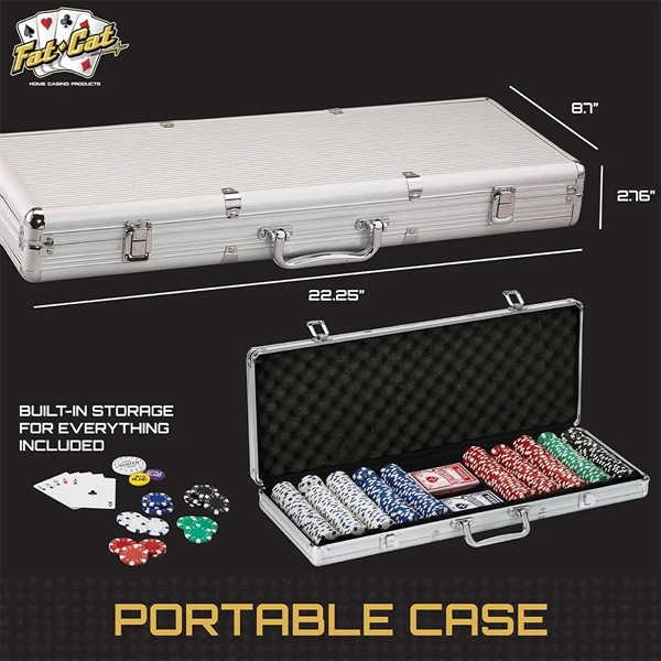 500 Striped Dice Chips Poker Set With Aluminum Case - 500 Striped Dice Chips Poker Set With Aluminum Case - Image 1 of 4