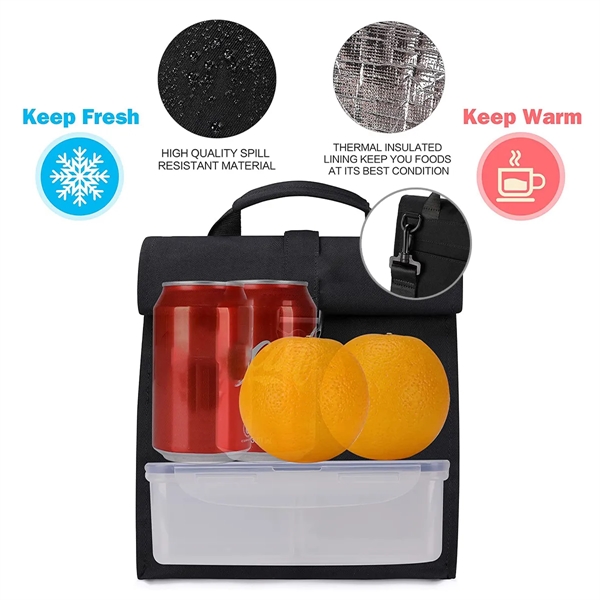 Roll top Reusable Thermal Picnic Food Insulated Lunch Bag - Roll top Reusable Thermal Picnic Food Insulated Lunch Bag - Image 2 of 3