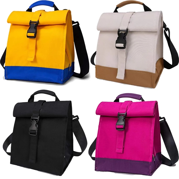 Roll top Reusable Thermal Picnic Food Insulated Lunch Bag - Roll top Reusable Thermal Picnic Food Insulated Lunch Bag - Image 3 of 3