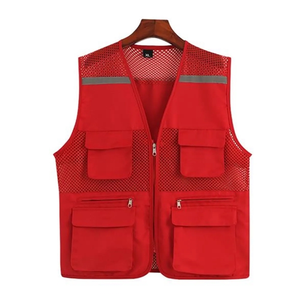 Mesh Breathable Reflective Safety Vest with pockets - Mesh Breathable Reflective Safety Vest with pockets - Image 3 of 8