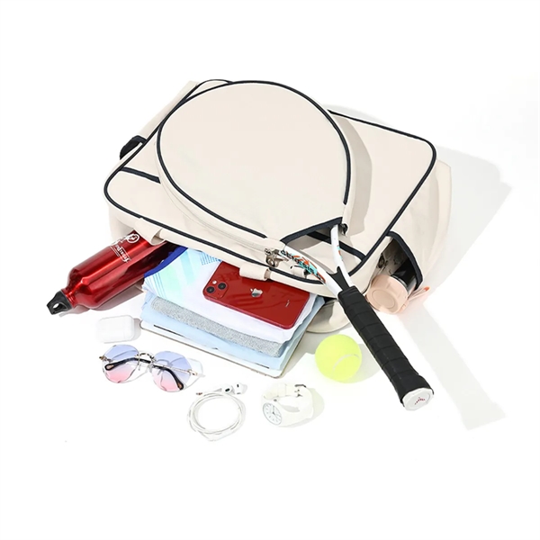 Wipeable Tennis Racket Shoulder Pickleball Gym Tote Bag - Wipeable Tennis Racket Shoulder Pickleball Gym Tote Bag - Image 3 of 6