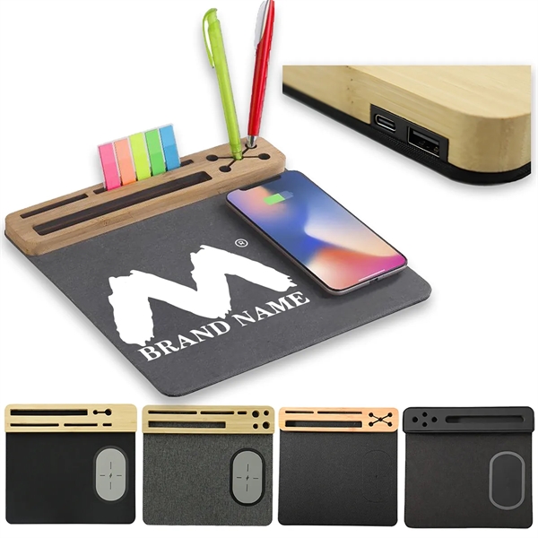 Custom Bamboo Wooden 15W Phone Wireless Charging Mouse Pad - Custom Bamboo Wooden 15W Phone Wireless Charging Mouse Pad - Image 0 of 5