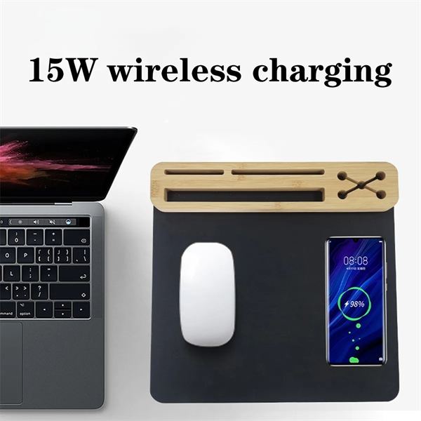 Custom Bamboo Wooden 15W Phone Wireless Charging Mouse Pad - Custom Bamboo Wooden 15W Phone Wireless Charging Mouse Pad - Image 2 of 5