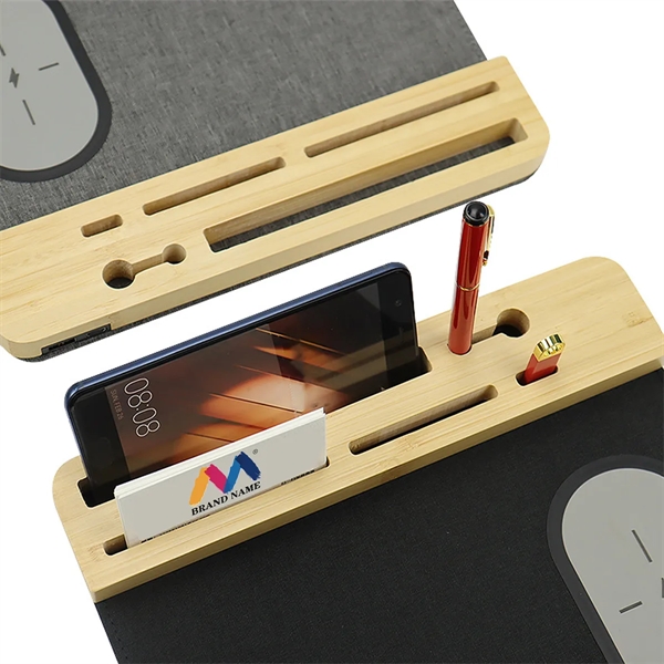 Custom Bamboo Wooden 15W Phone Wireless Charging Mouse Pad - Custom Bamboo Wooden 15W Phone Wireless Charging Mouse Pad - Image 3 of 5