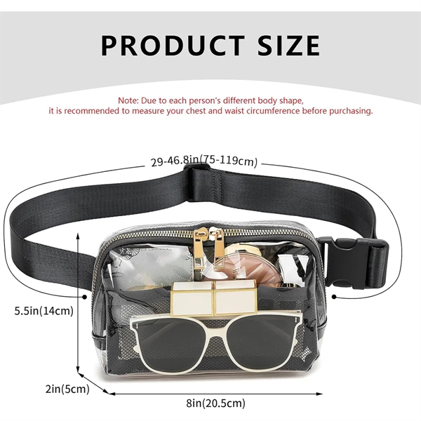 Stadium Approved Unisex Clear Fanny Pack Crossbody Bags - Stadium Approved Unisex Clear Fanny Pack Crossbody Bags - Image 1 of 7