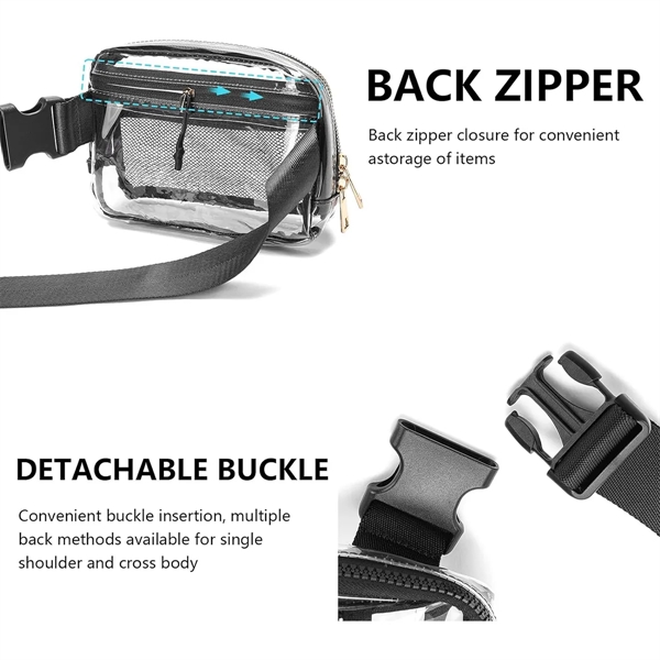 Stadium Approved Unisex Clear Fanny Pack Crossbody Bags - Stadium Approved Unisex Clear Fanny Pack Crossbody Bags - Image 4 of 7
