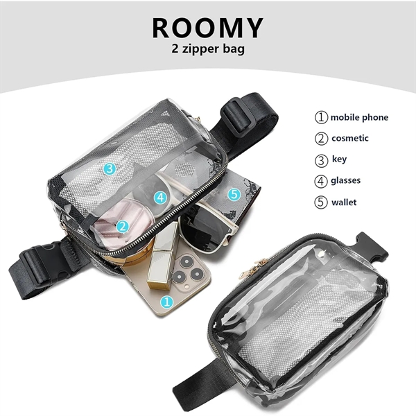 Stadium Approved Unisex Clear Fanny Pack Crossbody Bags - Stadium Approved Unisex Clear Fanny Pack Crossbody Bags - Image 5 of 7