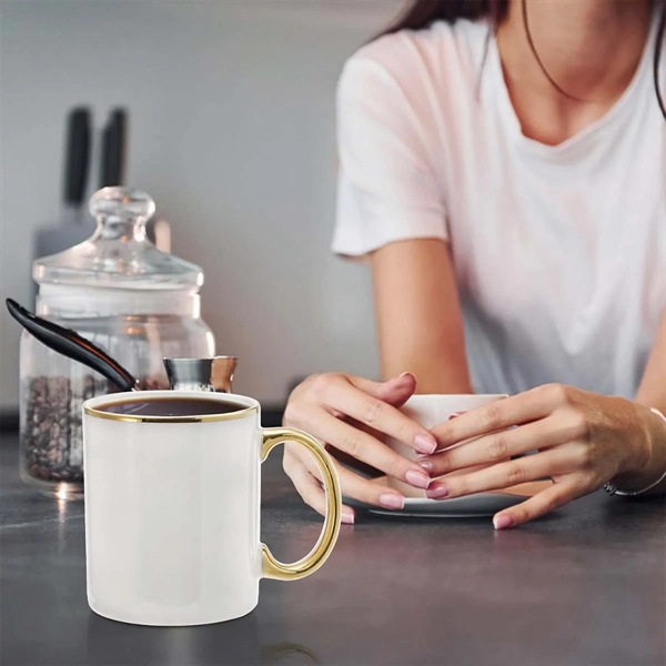 Custom 11oz White Blank Ceramic Mugs  with gold handle - Custom 11oz White Blank Ceramic Mugs  with gold handle - Image 4 of 4