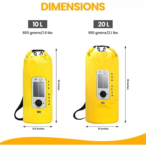 20 L Waterproof Roll Top Storage Dry Bag With Speaker LED - 20 L Waterproof Roll Top Storage Dry Bag With Speaker LED - Image 1 of 6
