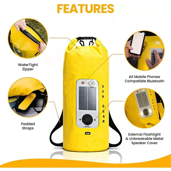 20 L Waterproof Roll Top Storage Dry Bag With Speaker LED - 20 L Waterproof Roll Top Storage Dry Bag With Speaker LED - Image 4 of 6