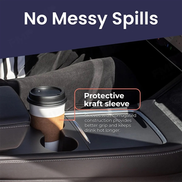 16OZ Black Dome Lid, Kraft Sleeve,White Paper Coffee Cup - 16OZ Black Dome Lid, Kraft Sleeve,White Paper Coffee Cup - Image 4 of 4