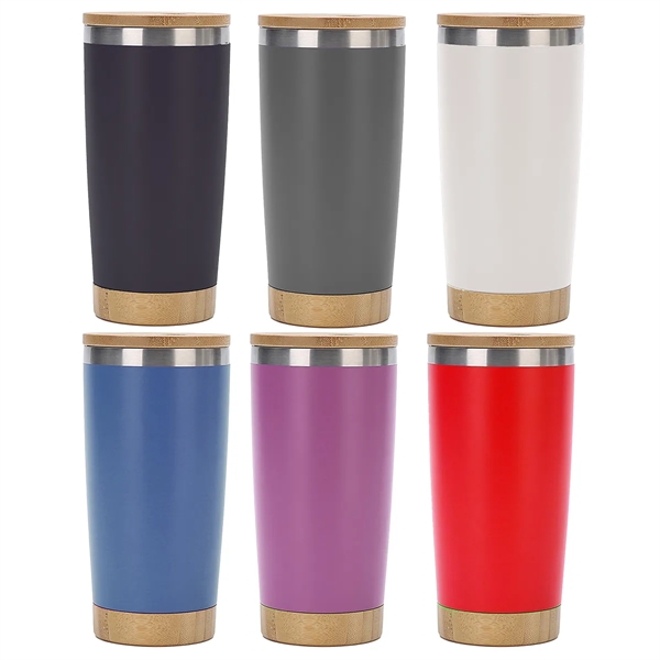 20 Oz Double Wall Thermal Cup With Bamboo Wooden Lid Base - 20 Oz Double Wall Thermal Cup With Bamboo Wooden Lid Base - Image 1 of 5