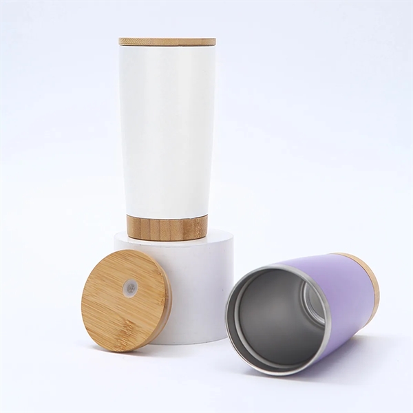 20 Oz Double Wall Thermal Cup With Bamboo Wooden Lid Base - 20 Oz Double Wall Thermal Cup With Bamboo Wooden Lid Base - Image 5 of 5