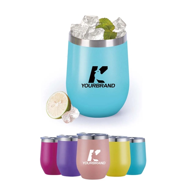 12 oz Stainless Steel Double Wall Wine Tumbler with Lid - 12 oz Stainless Steel Double Wall Wine Tumbler with Lid - Image 0 of 5