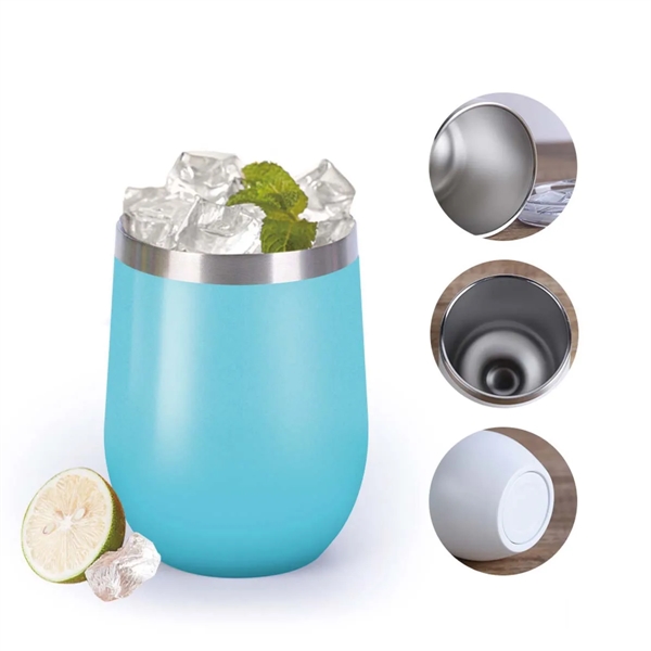 12 oz Stainless Steel Double Wall Wine Tumbler with Lid - 12 oz Stainless Steel Double Wall Wine Tumbler with Lid - Image 3 of 5