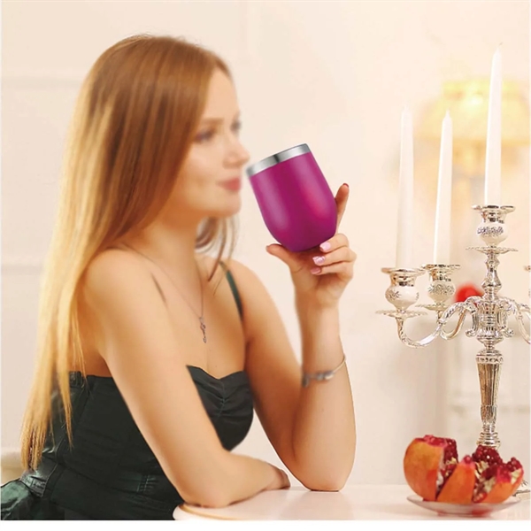12 oz Stainless Steel Double Wall Wine Tumbler with Lid - 12 oz Stainless Steel Double Wall Wine Tumbler with Lid - Image 5 of 5