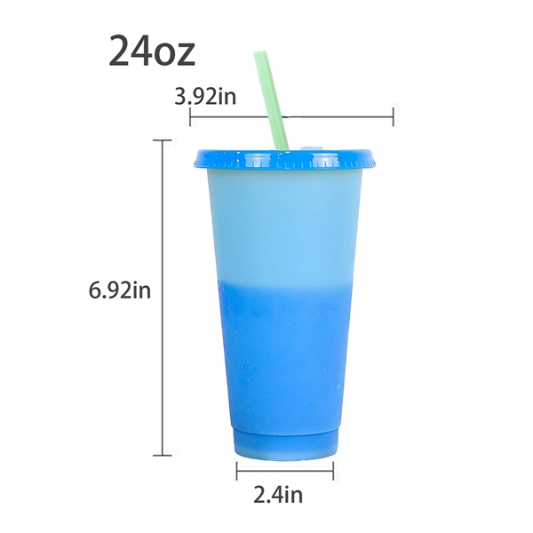 24oz Reusable Color Changing Iced Cups With Lids And Straws - 24oz Reusable Color Changing Iced Cups With Lids And Straws - Image 1 of 4