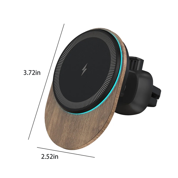 15W Bamboo Wood Magnetic Wireless Charger Car Phone Holder - 15W Bamboo Wood Magnetic Wireless Charger Car Phone Holder - Image 2 of 4