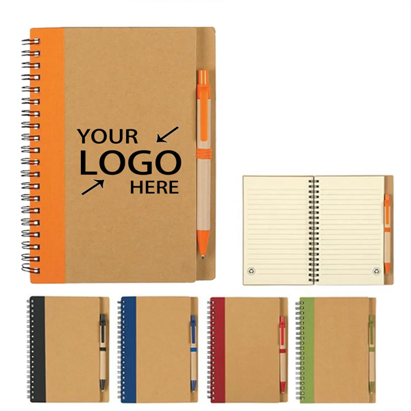 Eco-Friendly Promotional Spiral Kraft Cover Notebook - Eco-Friendly Promotional Spiral Kraft Cover Notebook - Image 0 of 2