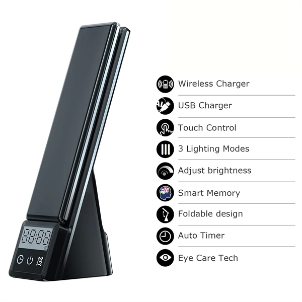 3 in 1 Folding Led Desk Lamp with Wireless Charger - 3 in 1 Folding Led Desk Lamp with Wireless Charger - Image 3 of 3
