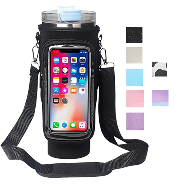 40Oz Water Bottle Carrier Bag With Touch Screen Pocket - 40Oz Water Bottle Carrier Bag With Touch Screen Pocket - Image 0 of 2