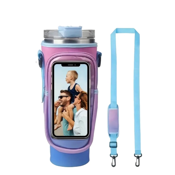40Oz Water Bottle Carrier Bag With Touch Screen Pocket - 40Oz Water Bottle Carrier Bag With Touch Screen Pocket - Image 1 of 2