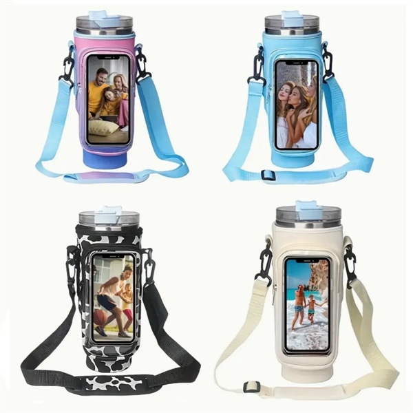 40Oz Water Bottle Carrier Bag With Touch Screen Pocket - 40Oz Water Bottle Carrier Bag With Touch Screen Pocket - Image 2 of 2