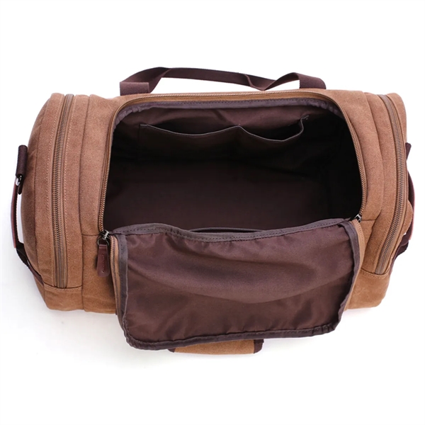 Canvas Leather Duffle Bag - Canvas Leather Duffle Bag - Image 1 of 5