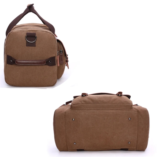 Canvas Leather Duffle Bag - Canvas Leather Duffle Bag - Image 3 of 5