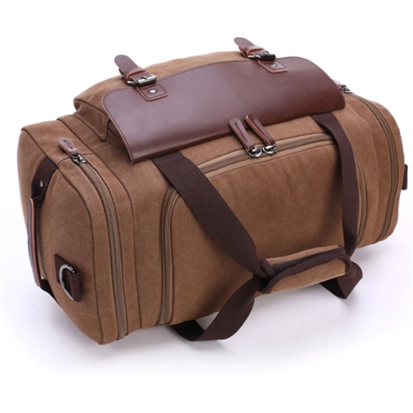 Canvas Leather Duffle Bag - Canvas Leather Duffle Bag - Image 4 of 5