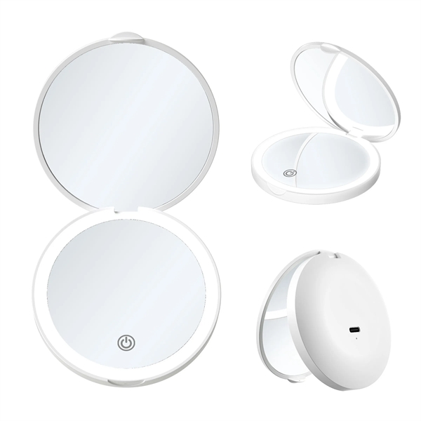 Rechargeable Magnification Compact Mirror With Light - Rechargeable Magnification Compact Mirror With Light - Image 1 of 3