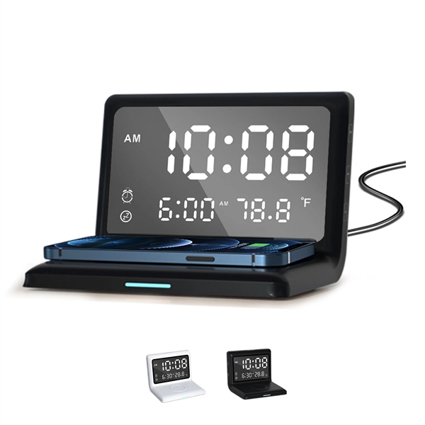 Digital Alarm Clock With Wireless Charging - Digital Alarm Clock With Wireless Charging - Image 0 of 4