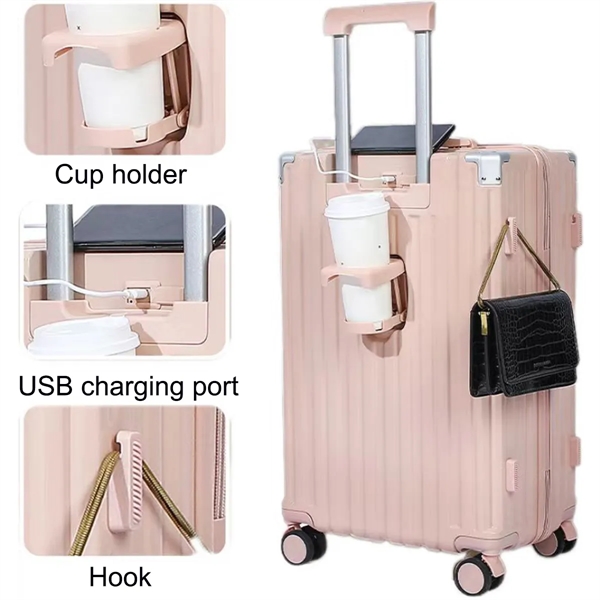 Small Creative Luggage with Cup Holder Usb Port Lock