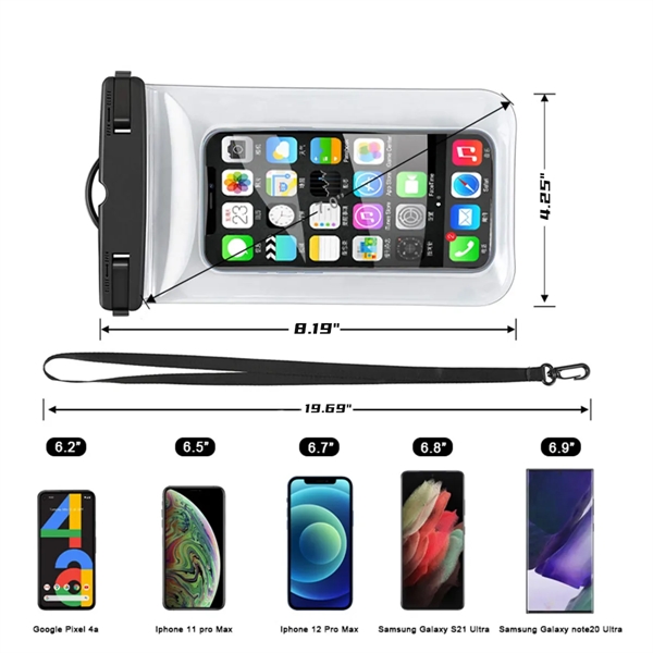 Universal Waterproof Phone Dry Bag Pouch with Neck Lanyard - Universal Waterproof Phone Dry Bag Pouch with Neck Lanyard - Image 1 of 3