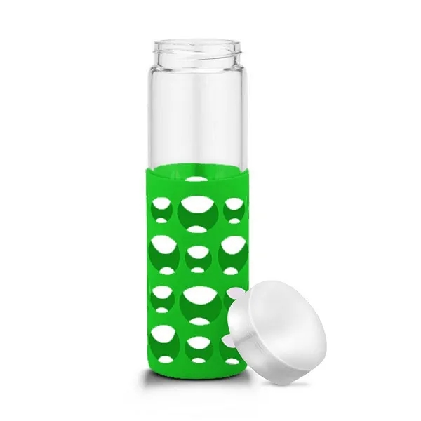 20 oz Silicone Round Cutouts Glass Bottle - 20 oz Silicone Round Cutouts Glass Bottle - Image 1 of 14