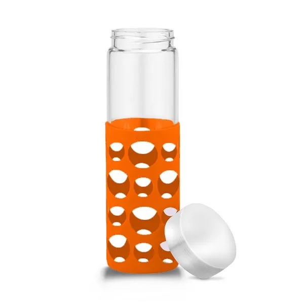 20 oz Silicone Round Cutouts Glass Bottle - 20 oz Silicone Round Cutouts Glass Bottle - Image 2 of 14