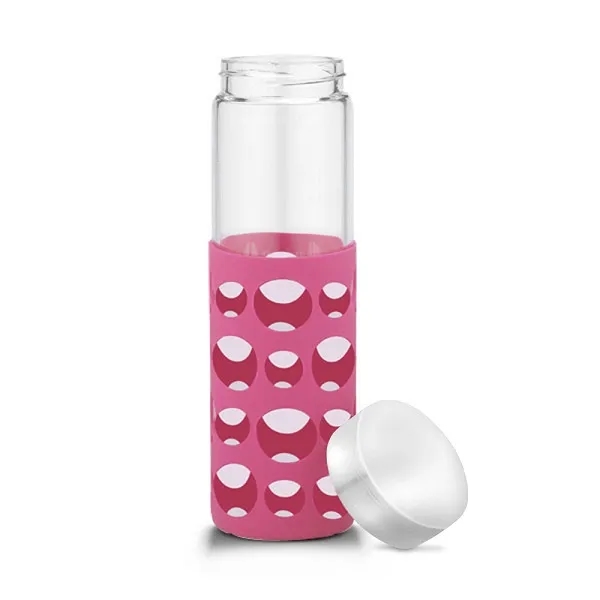 20 oz Silicone Round Cutouts Glass Bottle - 20 oz Silicone Round Cutouts Glass Bottle - Image 3 of 14