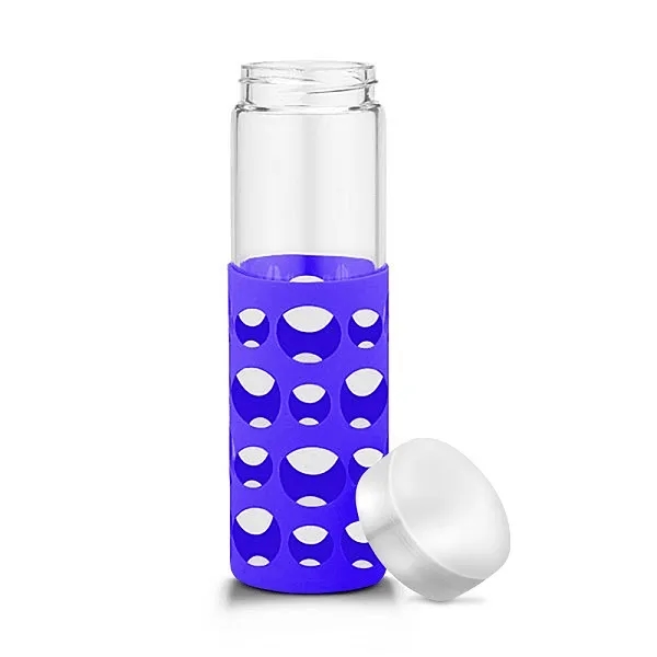 20 oz Silicone Round Cutouts Glass Bottle - 20 oz Silicone Round Cutouts Glass Bottle - Image 4 of 14