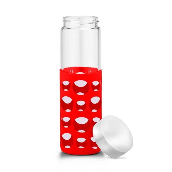 20 oz Silicone Round Cutouts Glass Bottle - 20 oz Silicone Round Cutouts Glass Bottle - Image 5 of 14
