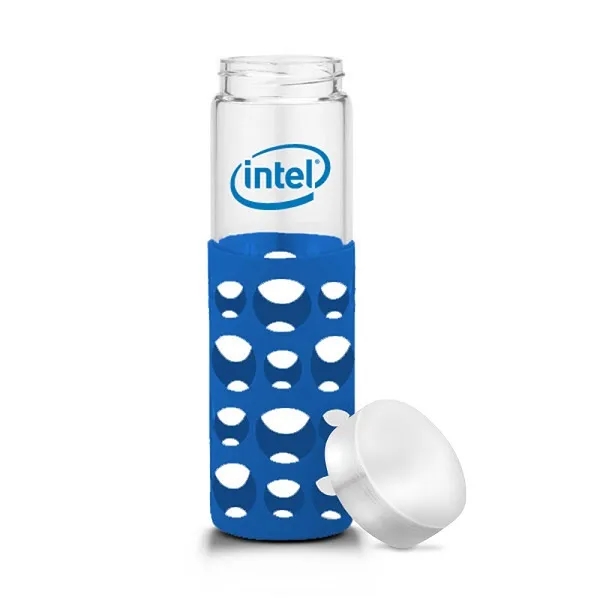 20 oz Silicone Round Cutouts Glass Bottle - 20 oz Silicone Round Cutouts Glass Bottle - Image 10 of 14